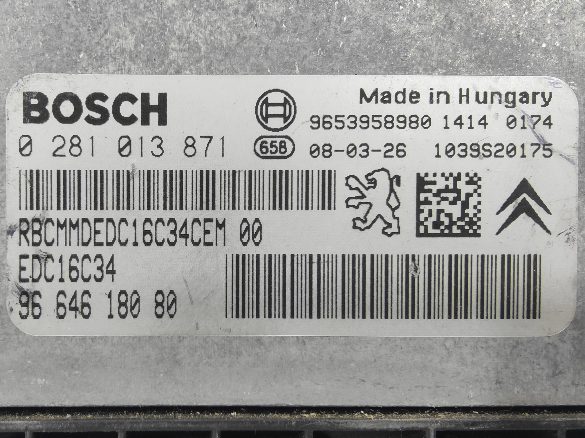 ECU de motor Peugeot Citroen 1.6 HDI , Ref: 8101-K3B3