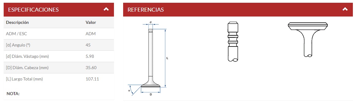 Válvula de Admisión para motor DW10