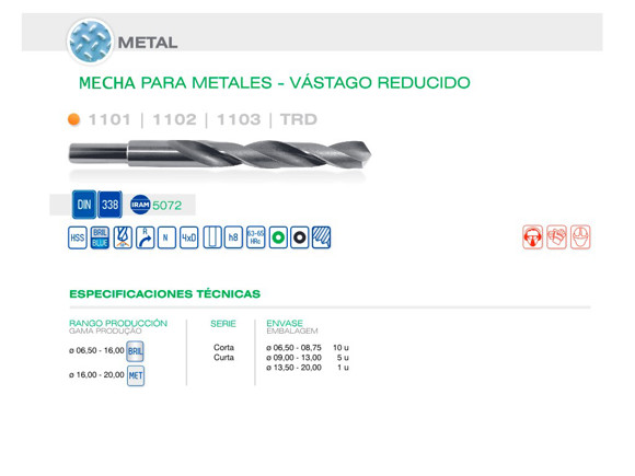 MECHA DIN 338N VR 1/2 DIAM 19.00 MM PARA TALADRO