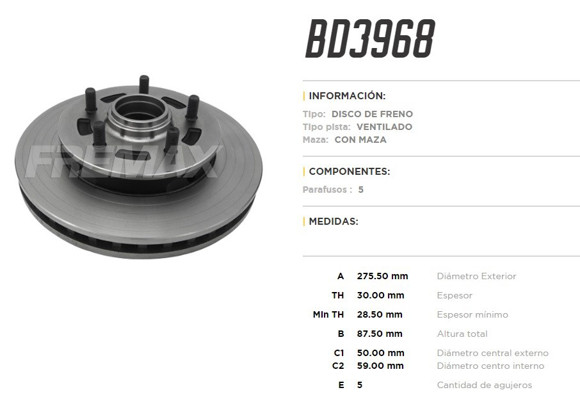 DISCO DE FRENO CHEVROLET S10/BLAZER 1995-1997