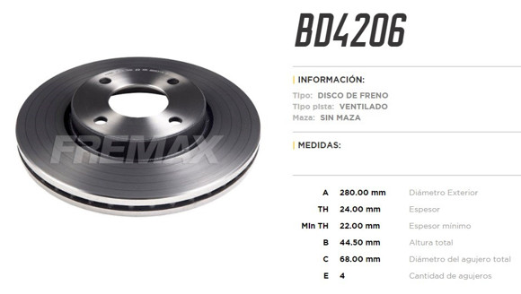 DISCO DE FRENO NISSAN SENTRA 1.8/2.0 16V 2007