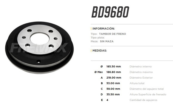 CAMPANA DE FRENO FIAT UNO/DUNA/PREMIO/PALIO/FIORINO