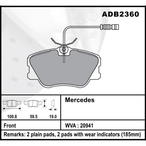 JGO. PASTILLAS FRENO MERCEDES BENZ ML200 250 E300 COMLINE 110X60X19MM
