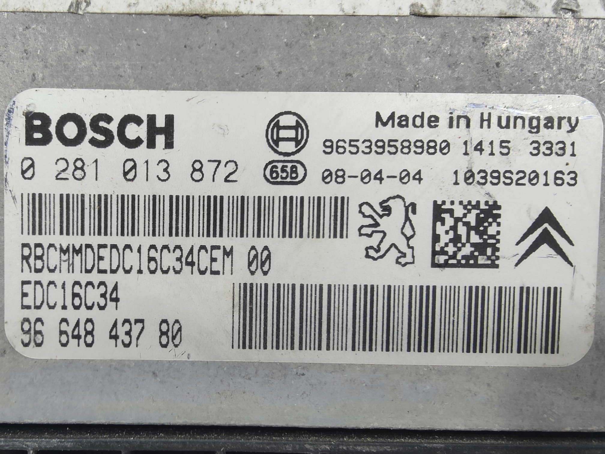 ECU de motor Peugeot Citroen 1.6 HDI 2008, Ref: 11043-K3C10