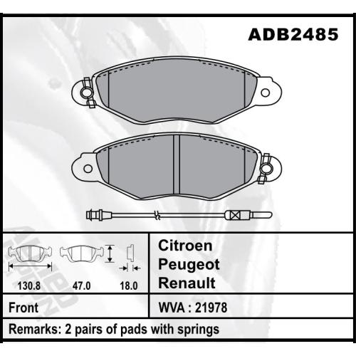 JGO. PASTILLAS FRENO PEUGEOT CITROEN 306 98... XSARA RENAULT KANGOO 131x47X18MM  (21980/981)