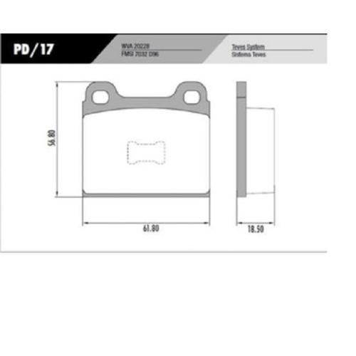 JGO. PASTILLAS FRENO VW PASSAT '81 GOL 81...86 MORDAZA CHICA 62X57X17MM   LONAFLEX