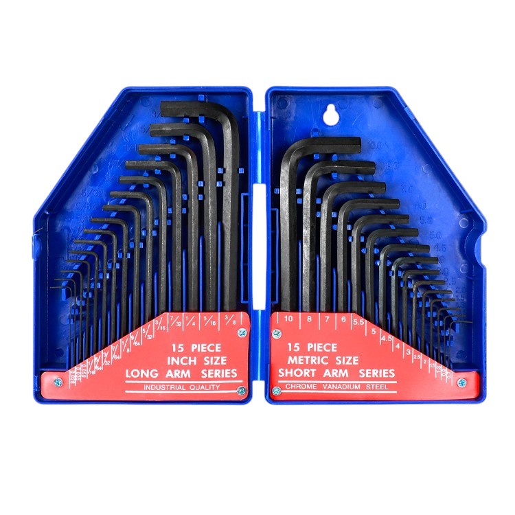 JUEGO 30 LLAVES ALLEN METRICAS Y PULGADAS