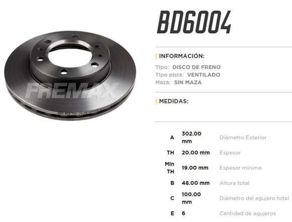 DISCO FRENO DEL VENT TOYOTA HILUX/LAND CRUISER 4.0TD 87-90