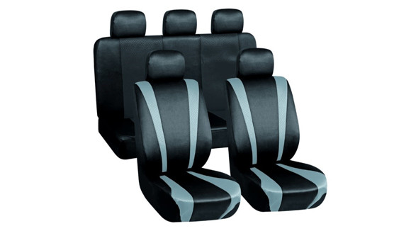 JUEGO DE FUNDAS CUBRE ASIENTO COLOR NEGRO Y GRIS