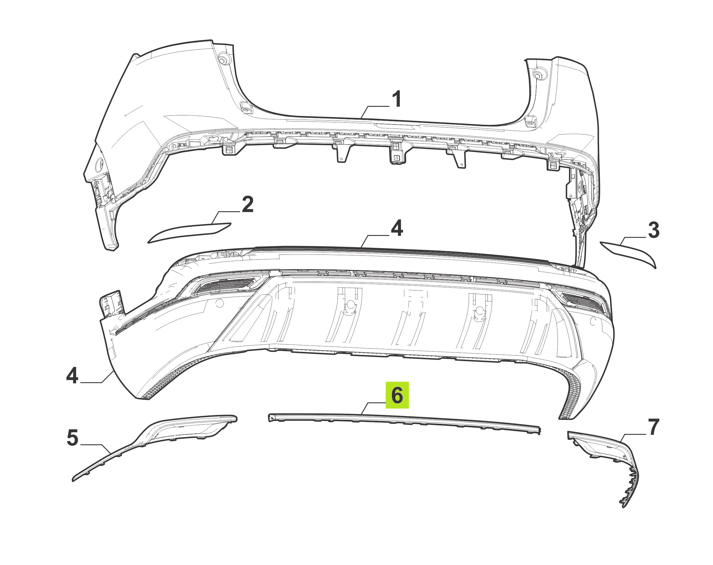 MOLDURA CROMADA PARAGOLPE TRAS. INF. (CENTRAL) -ORIGINAL