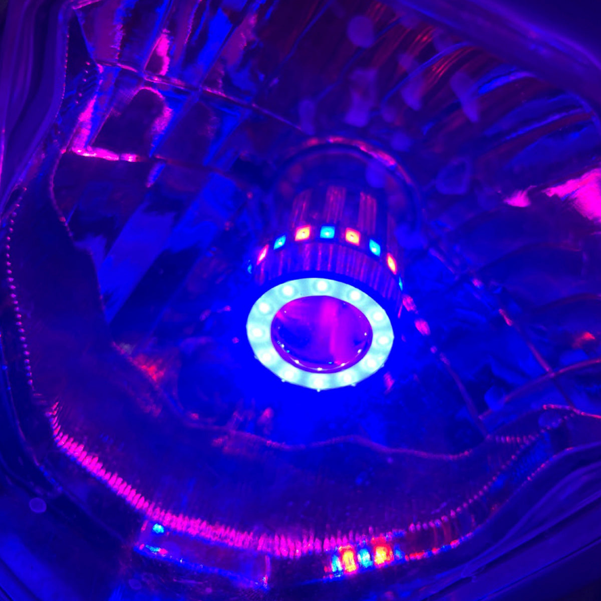 Lampara Moto Led Con Ojo Angel Azul H4