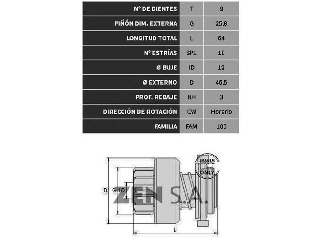 Bendix para motor de arranque
