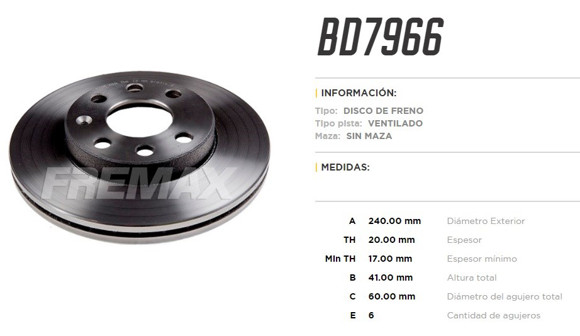 DISCO DE FRENO CHEVROLET CORSA 1.0/1.4 2000