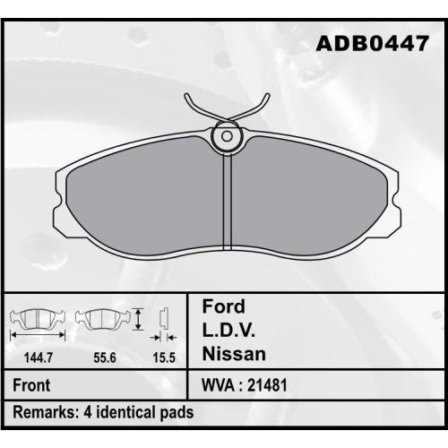 JGO. PASTILLAS FRENO NISSAN TERRANO 96... 2.7v DELPHI COMLINE 145X56X16MM (21481)