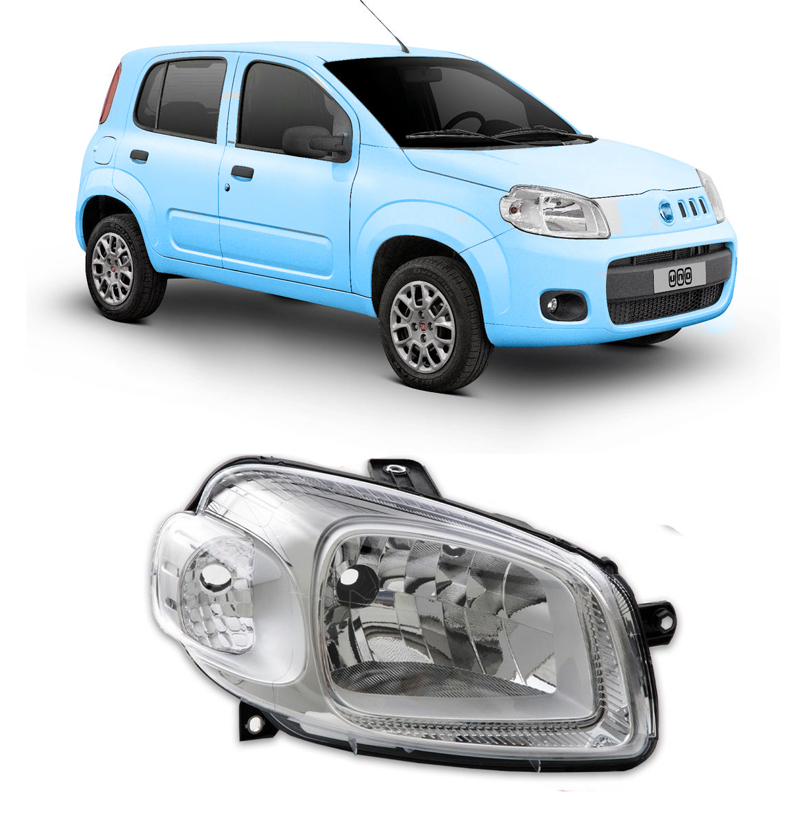 Semioptica Cromada Derecha Fiat Uno Evo Base 2010  2014 Arteb