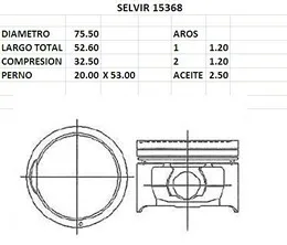 Juego de pistones de motor estándar con cabeza hundida