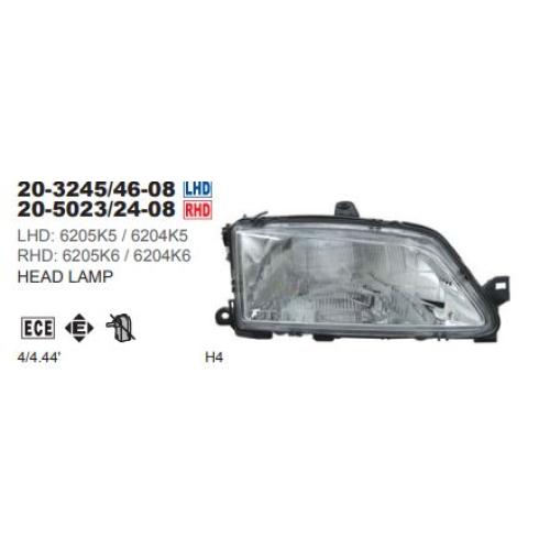 SEMIOPTICA PEUGEOT DER. 306 93...97 LAMP. H4  TYC 6205K5-P7002251