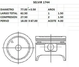 PISTONES  77mm HONDA ACCORD 81 0.50