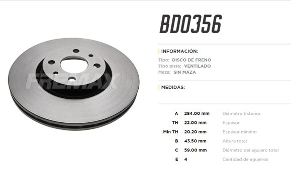 DISCO DE FRENO FIAT STRADA ADVENTURE 284MM